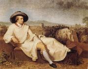 TISCHBEIN, Johann Heinrich Wilhelm Goethe in the Roman Campagna oil on canvas